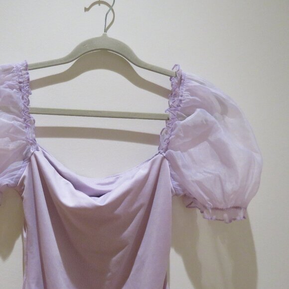 PRINCESS POLLY Girl In Love Bodysuit in Lilac Pastel Feminine Puff Sleeve Fairy - Picture 12 of 14